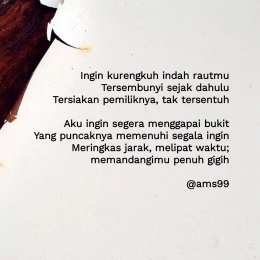 Puisi Di Puncak Bukit, Wajahmu Kupandangi / Dokpri @ams99 By. Text Art