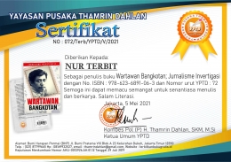 Sertifikat dari penerbit Yayasan Pusaka Thamrin Dahlan - YPTD (foto dok: Nur Terbit)