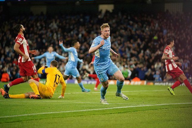 Gol tunggal Kevin de Bruyne pada menit ke-70 belum menjadi jaminan aman bagi Manchester City. (sumber: AP via bola.net)