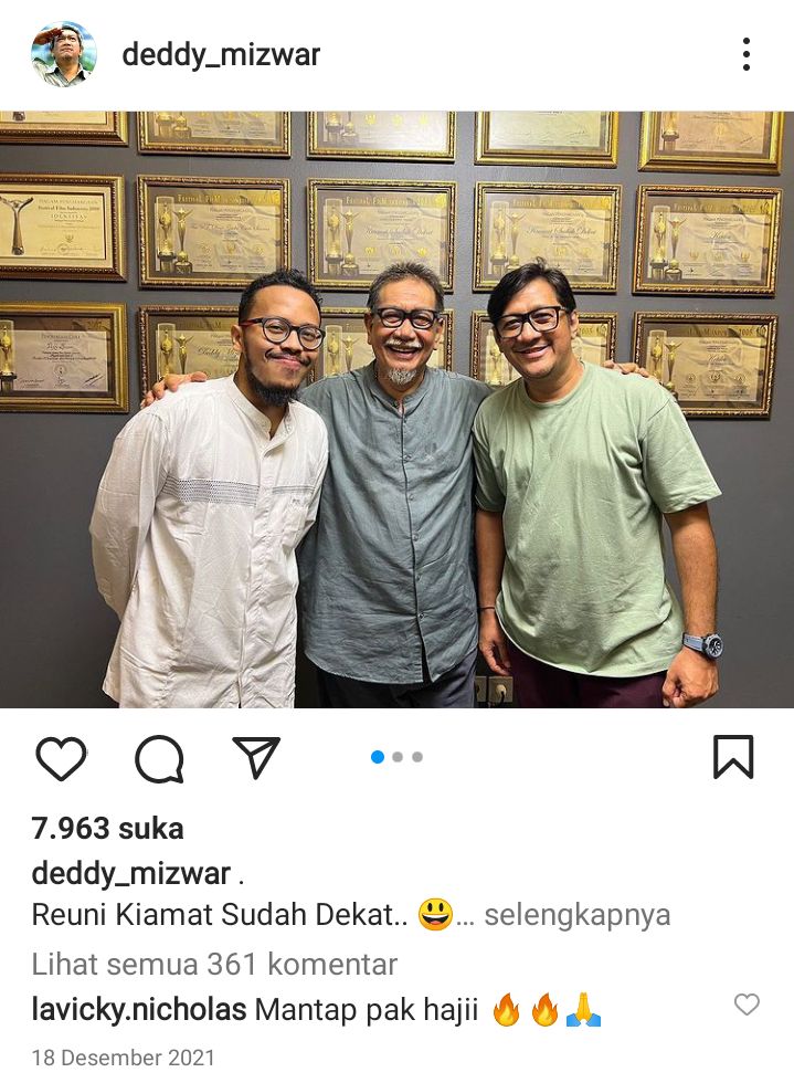 Tangkapan Layar dari Instagram Pak Deddy Mizwar