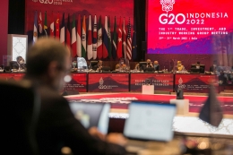 Peserta delegasi negara G20 mengikuti rapat pertemuan 