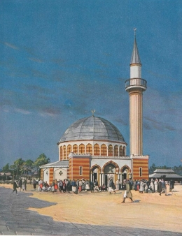 Masjid pertama di Halbmondlager yang sudah tidak ada | foto: commons.wikimedia/Alexander Backhaus 