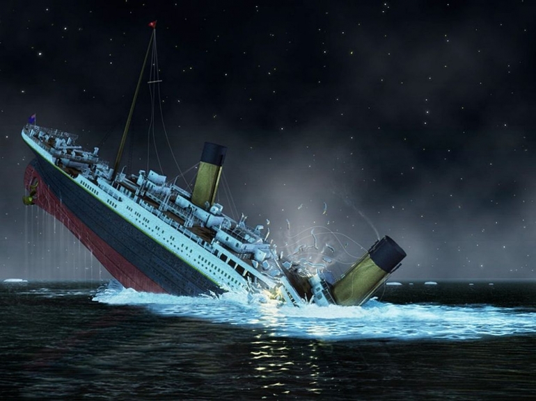 Tenggelamnya Titanic. Sumber: Raymond Wong/ www.nationalgeographic.org
