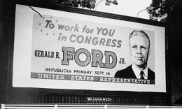 Pamfelt Kampanye Gerald Ford, ketika Ford maju sebagai Anggota Kongress untuk distrik ke-5 Michigan | Sumber Gambar: Ford Library