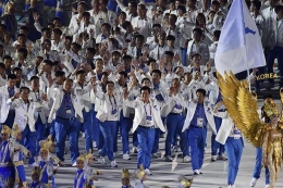 Korea Bersatu di opening ceremony Asian Games 2018, Sumber: kompas.com