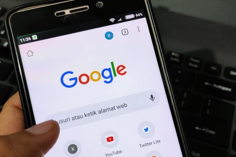 Ilustrasi penelusuran Google menggunakan Google Chrome di ponsel Android. (sumber: KOMPAS.com/ Galuh Putri Riyanto)