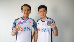     (Fajar Alvian/Muhammad Rian Ardianto/Runner up Korean Open 2022 Dok: pbsi.id)