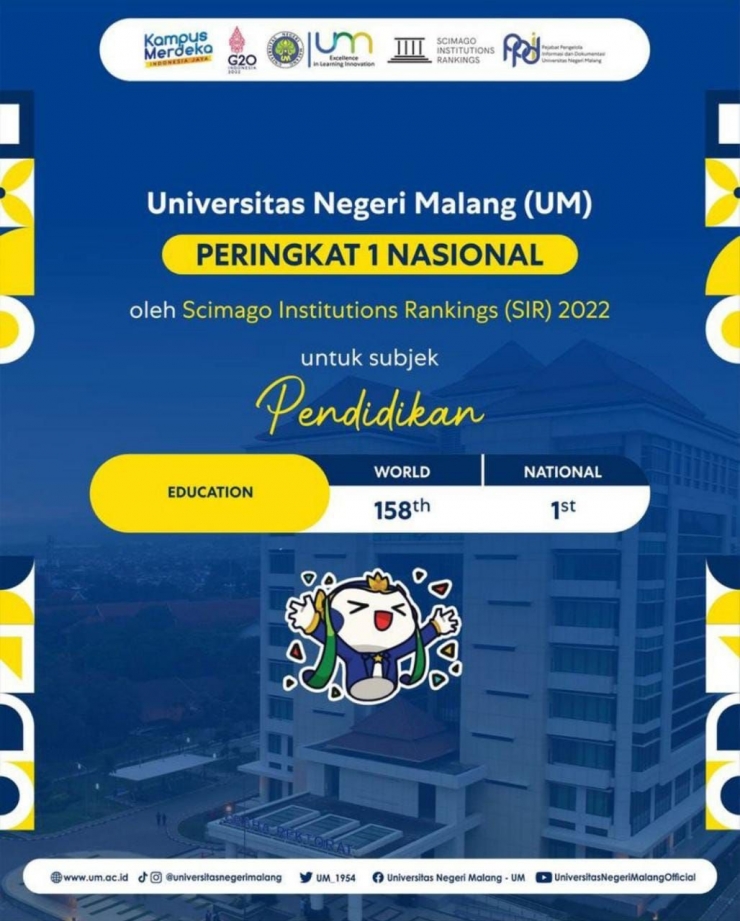 UM Menjadi Kampus Terbaik di Indonesia Bidang Pendidikan. Foto: UM.