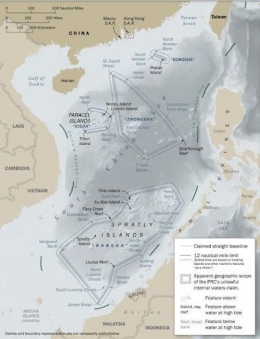 Peta Laut China Selatan. | Sumber: US State Department's report 'Limits in the Seas'