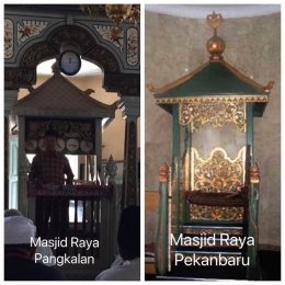 Image: Mimbar kembar Masjid Raya Pangkalan Koto Baru dengan  Masjid Raya Pekanbaru yang dibawa dari Kesultanan Sambas Kalimantan pada abad 18