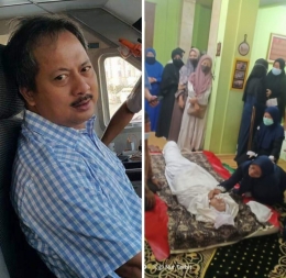 Kang Agus Wahyudin semasa hidup dan saat sudah terbaring kaku di rumah duka, Minggu 17 April 2022 (foto: dok Nur Terbit).