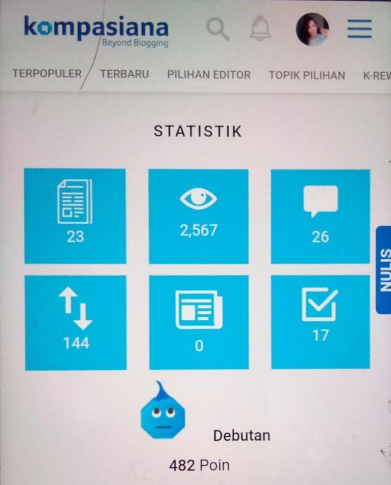 Screenshot Statistik Penulis di Kompasiana (Dok. Pribadi)