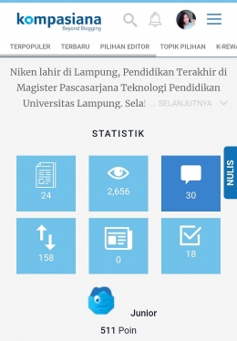 Screen shot Level Junior Penulis (Dok. Pribadi)