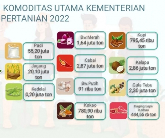 Target komoditas utama Kementerian Pertanian tahun 2022. Doc Kementan RI