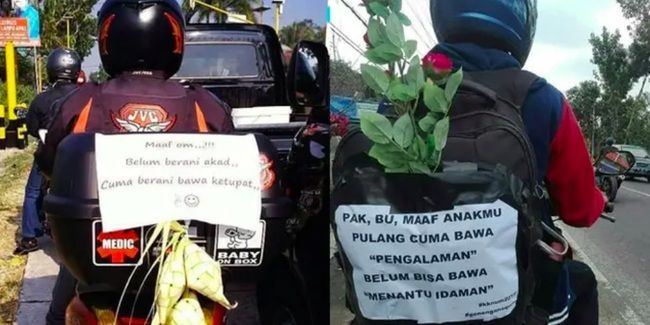 Tulisan Pemudik Motor (Foto:Twitter/dad_somanti/alimurtadopsht07)