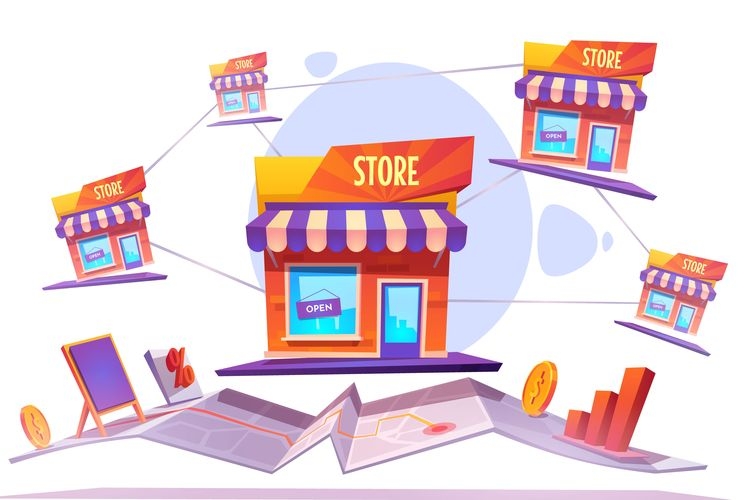 ilustrasi bisnis retail, jaringan retail. (sumber: freepik.com via kompas.com)