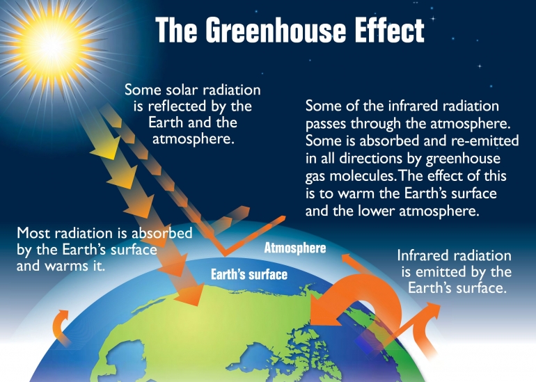 A small illustration of how the Greenhouse Effect worksImage Source: Energy Education