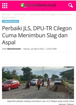 Pemeliharaan JLS, Foto Banten News (Tangkapan Layar)