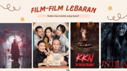 Film-film lebaran tahun ini (kolase gambar dari IMDb, Kompas, Tribunnews, dan Dewi Magazine) 