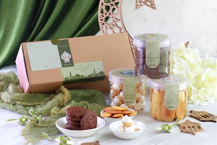 Hamper Lebaran dari Kukie Doses, berisi kue-kue kering spesial(Dok. Instagram @kukiedoses.id via kompas.com)