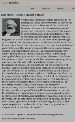 Screenshot kutipan Karl Marx dari Goodreads.com