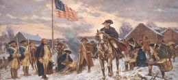 Ilustrasi George Washington memimpin tentara Amerika Serikat dalam Perang Kemerdekaan AS. Sumber : americanconstitutioncenter.org