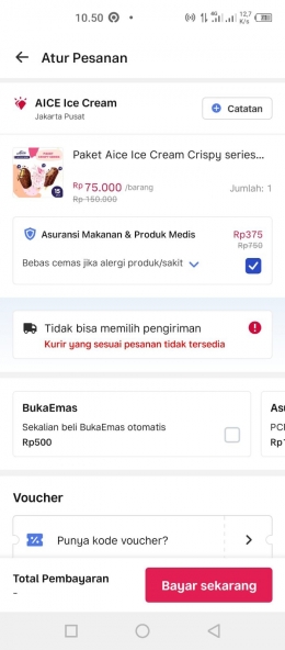 Mencoba melakukan transaksi di e-commerce Buka Lapak ternyata karena terlalu dekat Idul Fitri tidak ada jasa pengiriman I Sumber Foto : tangkap layar dari ecommerce