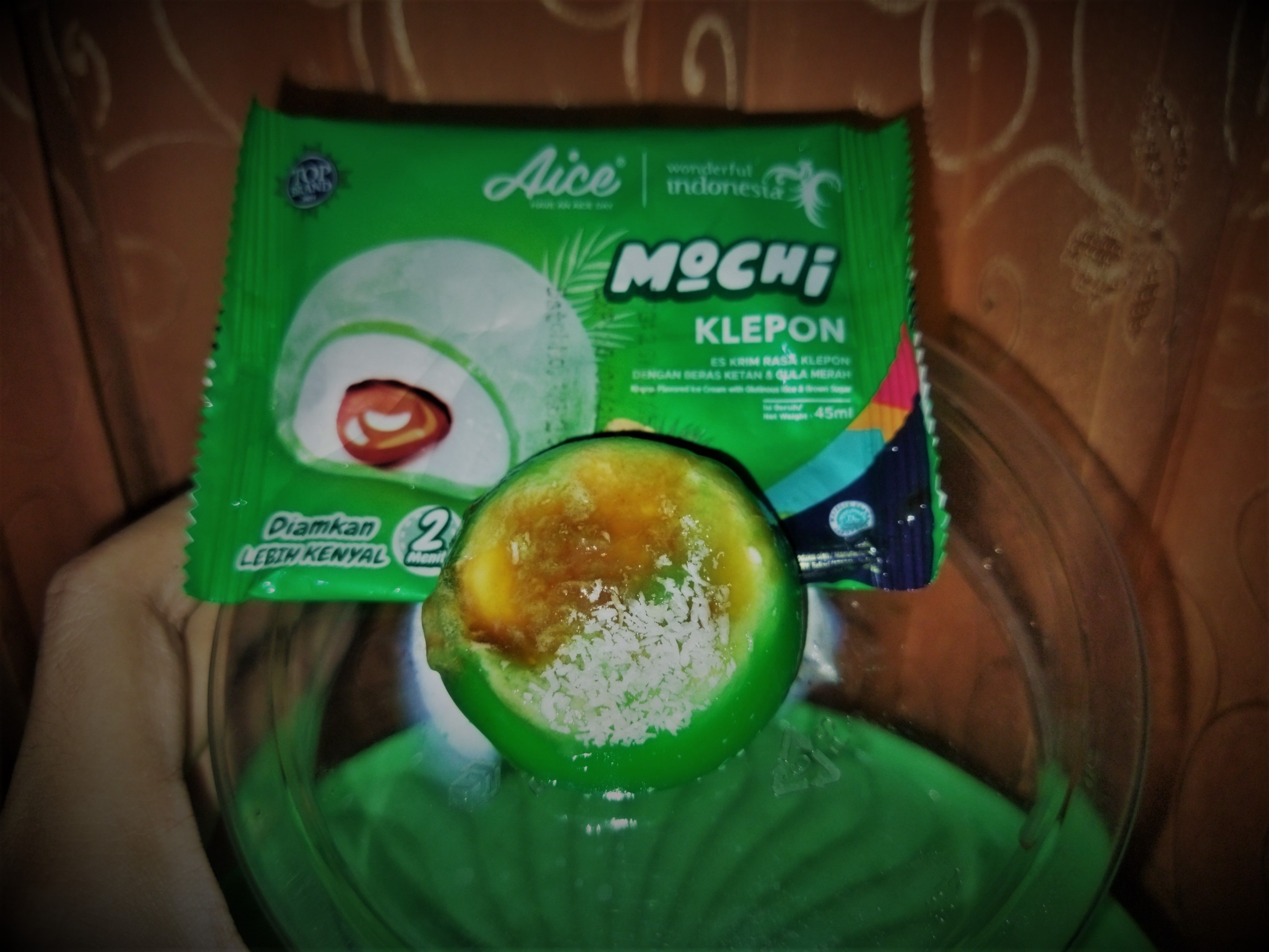 Es krim Aice Mochi rasa klepon paling kenyal (dokpri)