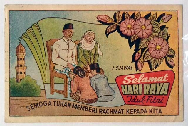 Kartu ucapan Idul Fitri tahun 1950-an. (Koleksi Mikke Susanto). Sumber : todayline.me