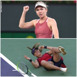 Simona Halep di indian wells 2022(sumber ligaolahraga.com) menghentikan langkah Paula Badosa (sumber , laron.es)