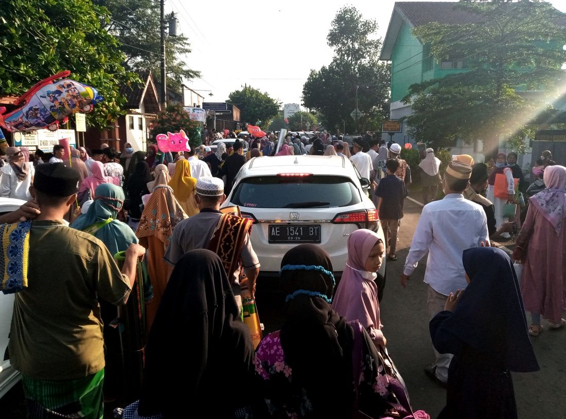 Macet menuju lokasi salat Idulfitri (dok.pribadi).