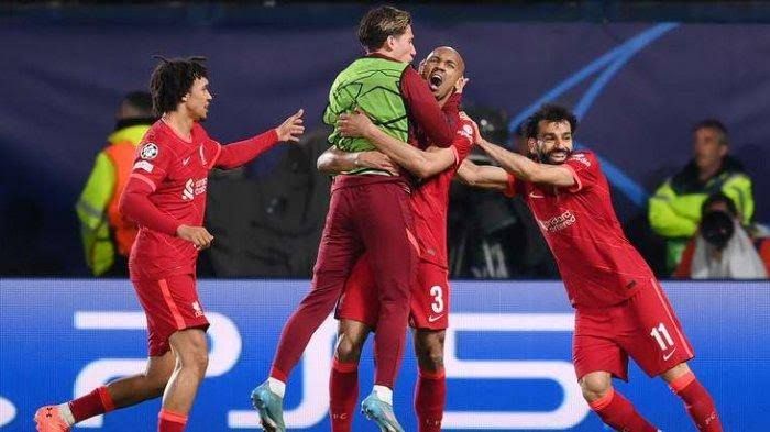 Selebrasi gol Fabinho (nomor punggung 3) ke gawang Villareal (Tribunnews.com)