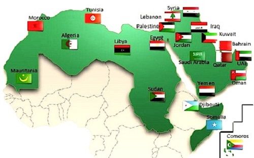 Ilustrasi Bendera Negara-Negara Liga Arab (AFP/SAUL LOEB)