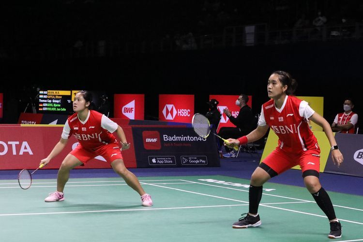 Ganda putri Indonesia, Nita Violina Marwah/Lanny Tria Mayasari ikut menyumbang poin di pertandingan pertama Uber Cup 2022 : Dok. PBSI via Kompas.com