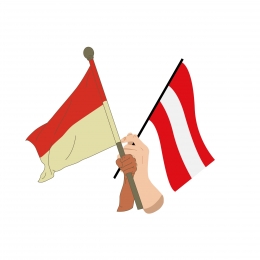 Bendera Indonesia dan Austria │ Sumber : Canva