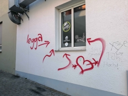 Grafiti di samping tembok dari tempat jual Burger di Mainz | Dokumen pribadi oleh Ino