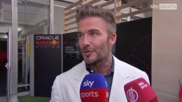 Legenda Man United, David Beckham saat menyaksikan GP F1 Miami (Foto: SkySports).