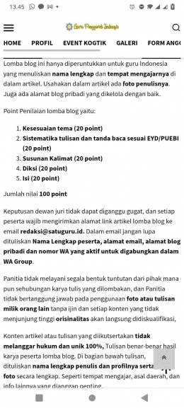 Info lomba blog SATUGURU. dokpri