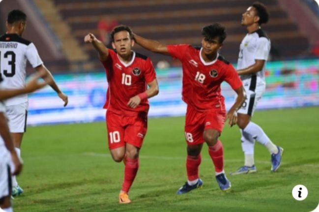 Aksi Egy Maulana Fikri saat mencetak gol pertama untuk timnas Garuda di menit ke-16 ( courtesy Mochamad Shadeli, kompascom.) 