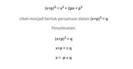 Menentukan persamaan kuadrat melalui rumus kuadrat sempurna (Sumber gambar dari Ruang guru)