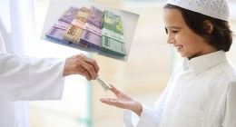 Ilustrasi anak dapat THR dan 3 cara alokasikan THR uang (Gambar diolah penulis dari Shutterstock)
