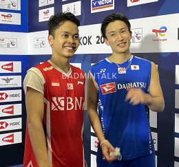 Penampilan Momogi setelah match selesai (Foto : BadminTalk.com)