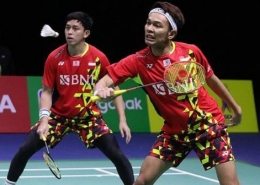 Potret Fajar dan Rian saat bermain di semifinal Thailand Cup 2022-Dok.PBSI
