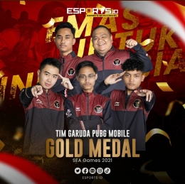 Gold medal tim PUBG Indonesia - Sumber: Instagram @esports_id