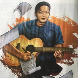 Potret diri Nahum Situmorang komponis besar Batak dalam lukisan. Foto : dedipanigoro.blogspot.com