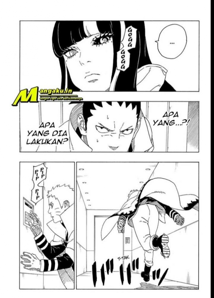 Tampak mata Eida yang perlahan berubah dan Shikamaru keheranan (sumber: mangaku.site)