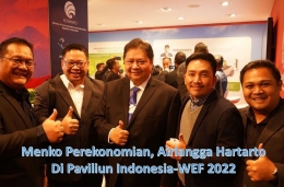 Image: Meko Perekonomian & anggota delegasi Indonesia di Paviliun Indonesia-WEF 2022 (Photo by A. Fauzie Nur/Dirut KIW Persero)