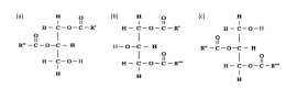 Gambar 2. Jenis isomer DAG, (a) sn-1,3-DAG, (b) sn-1,2-DAG, dan (c) sn-2,3-DAG), dimana R', R