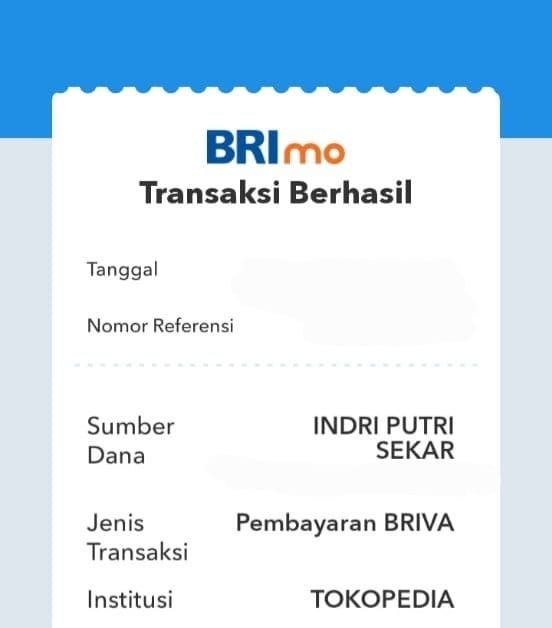 Transaksi Pembayaran Dengan BRImo (Screenshot Pribadi) 