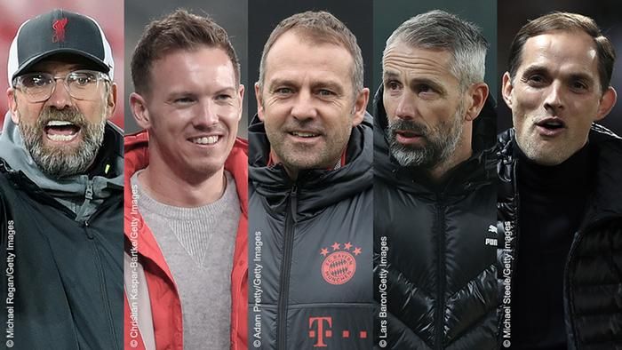 Klopp, Nagelsmann, Flick, Rose and Tuchel adalah deretan pelatih Jerman yang raih sukses pada 2020 - Michael Regan/Getty Images